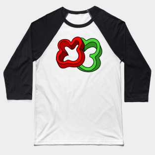 Red and Green Bell Pepper Slices Baseball T-Shirt